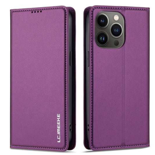 For iPhone 13 Pro Max LC.IMEEKE L1 Series Frosted Fine Texture PU Phone Case(Purple) - iPhone 13 Pro Max Cases by LC.IMEEKE | Online Shopping UK | buy2fix