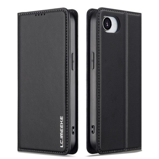 For iPhone 16e LC.IMEEKE L1 Series Frosted Fine Texture PU Phone Case(Black) - iPhone 16e Cases by LC.IMEEKE | Online Shopping UK | buy2fix