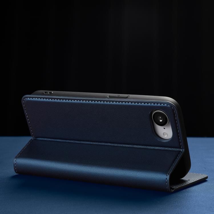 For iPhone 16e LC.IMEEKE L1 Series Frosted Fine Texture PU Phone Case(Blue) - iPhone 16e Cases by LC.IMEEKE | Online Shopping UK | buy2fix