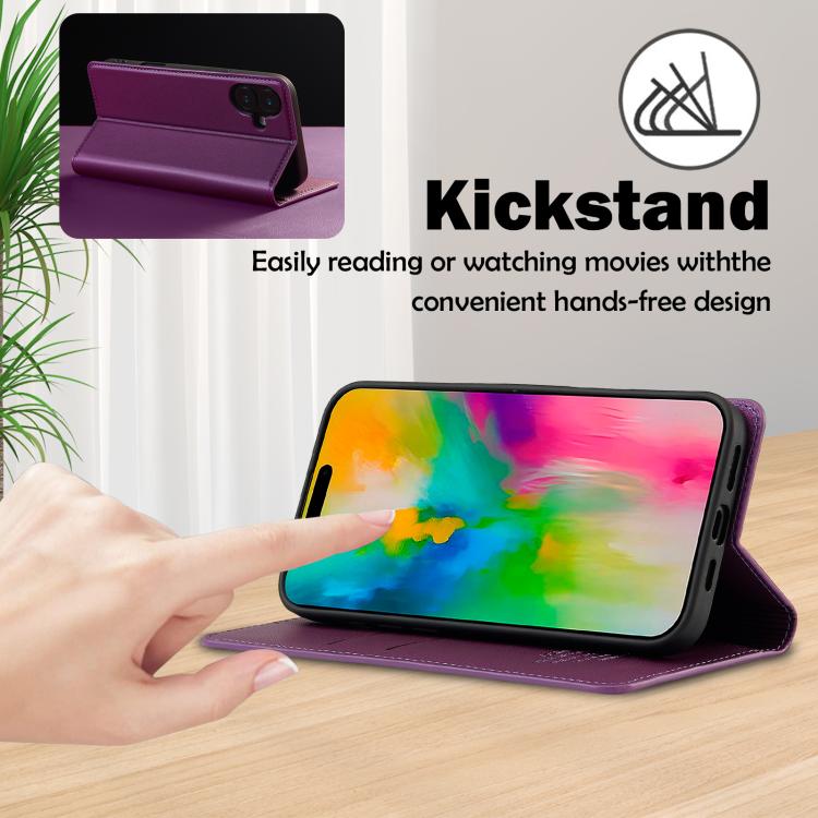 For iPhone 17 LC.IMEEKE L1 Series Frosted Fine Texture PU Phone Case(Purple) - iPhone 17 Cases by LC.IMEEKE | Online Shopping UK | buy2fix