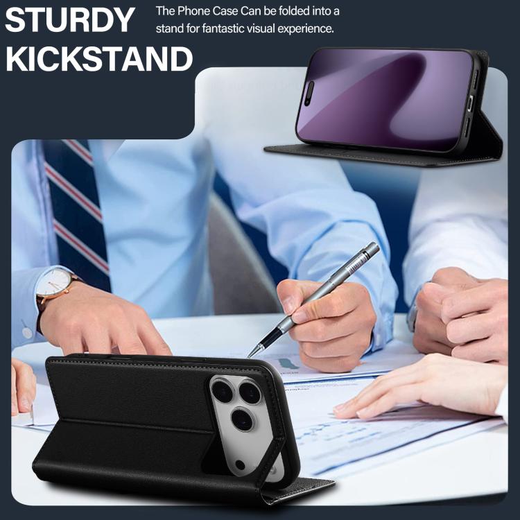 For iPhone 17 Pro LC.IMEEKE L1 Series Frosted Fine Texture PU Phone Case(Black) - iPhone 17 Pro Cases by LC.IMEEKE | Online Shopping UK | buy2fix