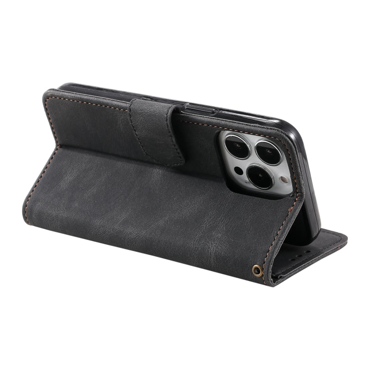 For iPhone 16 Pro Nail Skin Feel Stitching Calf Texture Leather Phone Case(Black) by buy2fix