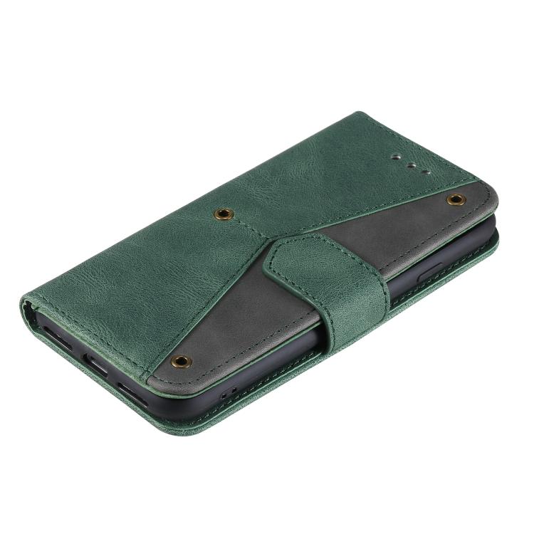 For iPhone 16e Nail Skin Feel Stitching Calf Texture Leather Phone Case(Green) - iPhone 16e Cases by buy2fix | Online Shopping UK | buy2fix