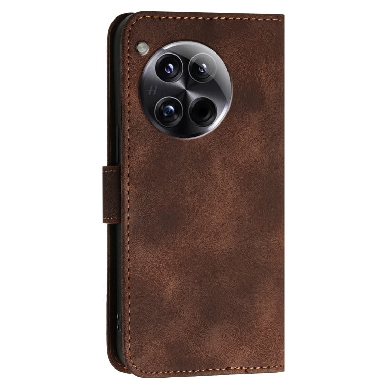 For OnePlus 12 Grid Butterfly Embossed Pattern Flip Leather Phone Case with Lanyard(Coffee) - OnePlus Cases by buy2fix | Online Shopping UK | buy2fix