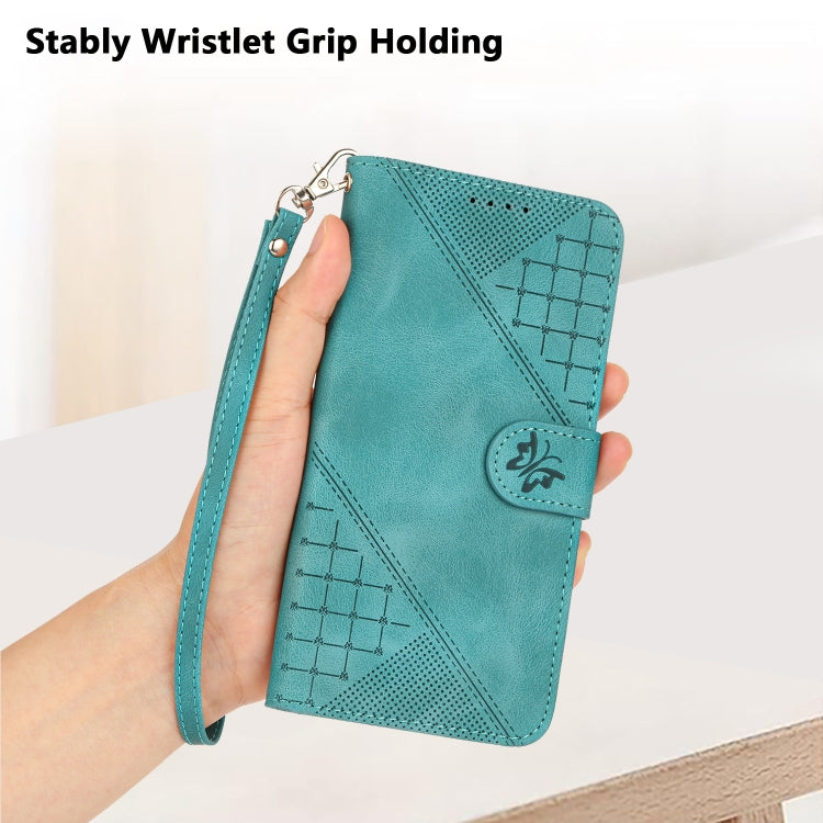 For Sony Xperia 1 VI 2024 Grid Butterfly Embossed Pattern Leather Phone Case with Lanyard(Light Blue) by buy2fix