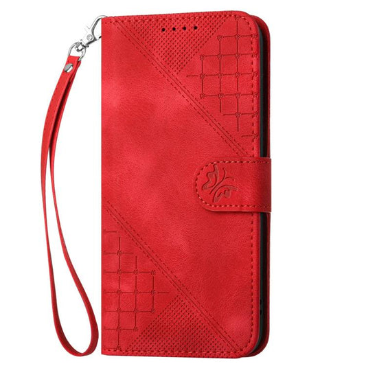 For Google Pixel 10 Pro XL Grid Butterfly Embossed Pattern Leather Phone Case with Lanyard(Red) - Google Cases by buy2fix | Online Shopping UK | buy2fix