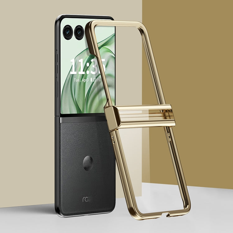 For Motorola Razr 50 Ultra Three Parts 6D Electroplating PC Shockproof Phone Case(Gold) - Motorola Cases by buy2fix | Online Shopping UK | buy2fix