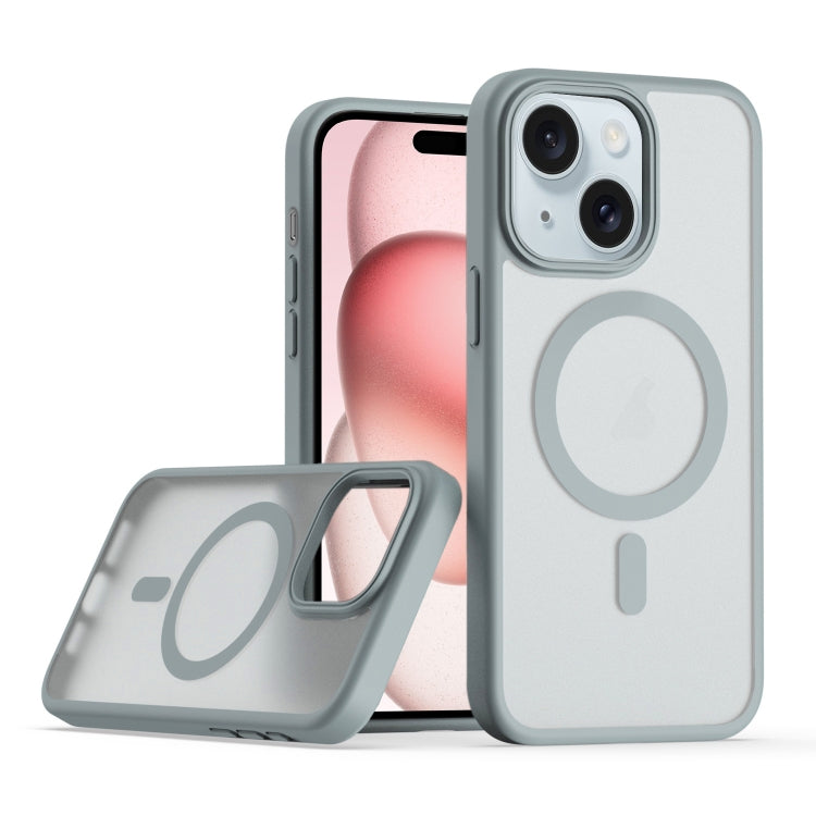 For iPhone 15 TPU Hybrid PC Inner Magnetic MagSafe Phone Case(Grey) - iPhone 15 Cases by buy2fix | Online Shopping UK | buy2fix