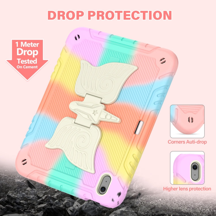 For iPad Air 11 2025 / 2024 Kickstand PC Hybrid Silicone Tablet Case with Strap(Colorful Rose Gold) - iPad Air 11 2025 / 2024 Cases by buy2fix | Online Shopping UK | buy2fix