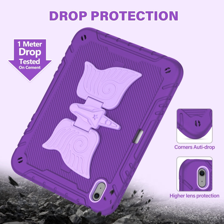 For iPad Air 11 2025 / 2024 Kickstand PC Hybrid Silicone Tablet Case with Strap(Purple) - iPad Air 11 2025 / 2024 Cases by buy2fix | Online Shopping UK | buy2fix