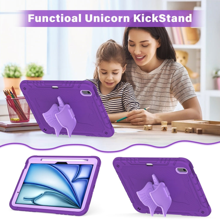 For iPad Air 11 2025 / 2024 Kickstand PC Hybrid Silicone Tablet Case with Strap(Purple) - iPad Air 11 2025 / 2024 Cases by buy2fix | Online Shopping UK | buy2fix