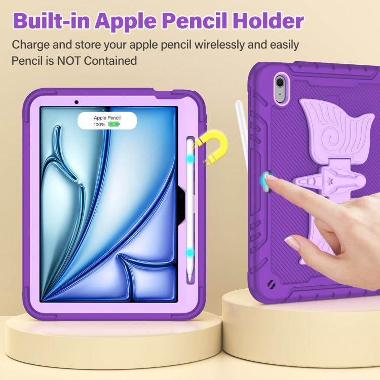 For iPad Air 11 2025 / 2024 Kickstand PC Hybrid Silicone Tablet Case with Strap(Purple) - iPad Air 11 2025 / 2024 Cases by buy2fix | Online Shopping UK | buy2fix