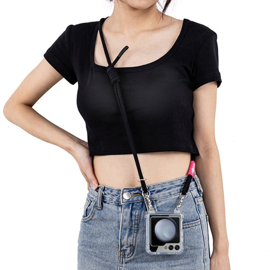 For Samsung Galaxy Z Flip6 / Flip7 FE GKK Airbag Hinge Full Coverage Phone Case with Crossbody Rope(Black) by GKK