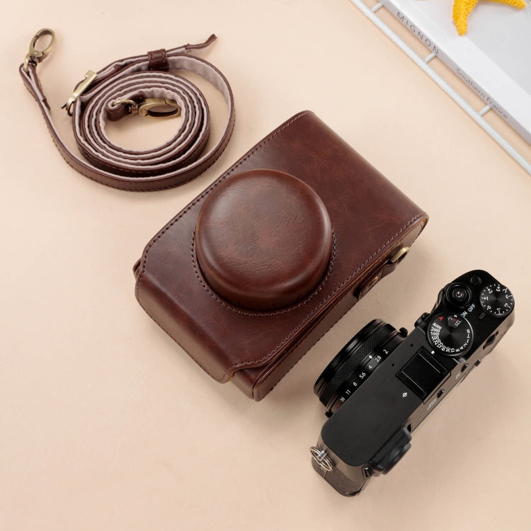 For FUJIFILM X100VI Full Body Leather Camera Case Bag with Strap(Coffee) - Leather Bag by buy2fix | Online Shopping UK | buy2fix