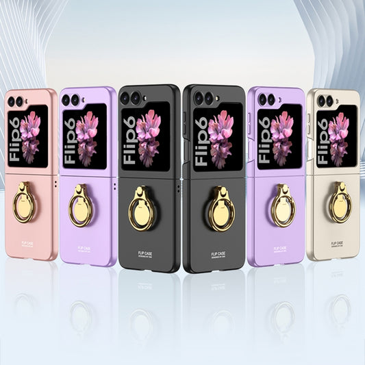 For Samsung Galaxy Z Flip6 / Flip7 FE GKK Integrated Ultra-thin Triaxial Ring Holder PC Phone Case(Pink) by GKK