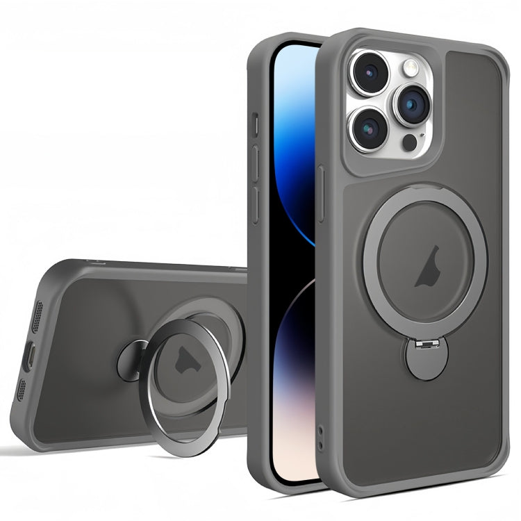 For iPhone 14 Pro Invisible Fulcrum Holder MagSafe Phone Case(Grey) - iPhone 14 Pro Cases by buy2fix | Online Shopping UK | buy2fix