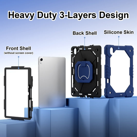 For Huawei Matepad 11.5 2023 Contrast Color Robot Silicone Hybrid PC Tablet Case(Navy Black) by buy2fix