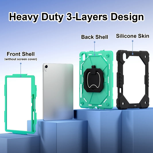 For Huawei Matepad 11.5 2023 Contrast Color Robot Silicone Hybrid PC Tablet Case(Black Mint Green) by buy2fix