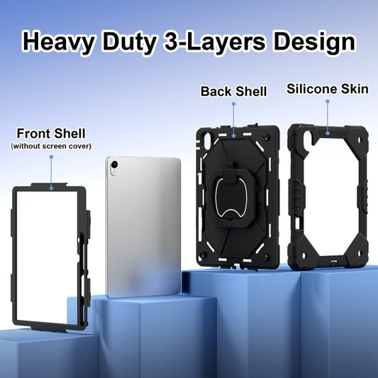 For Huawei Matepad 11.5 2023 Contrast Color Robot Silicone Hybrid PC Tablet Case(Black) by buy2fix