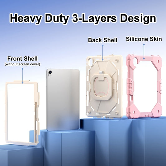 For Huawei Matepad 11.5 2023 Contrast Color Robot Silicone Hybrid PC Tablet Case(Rose Gold Beige) by buy2fix