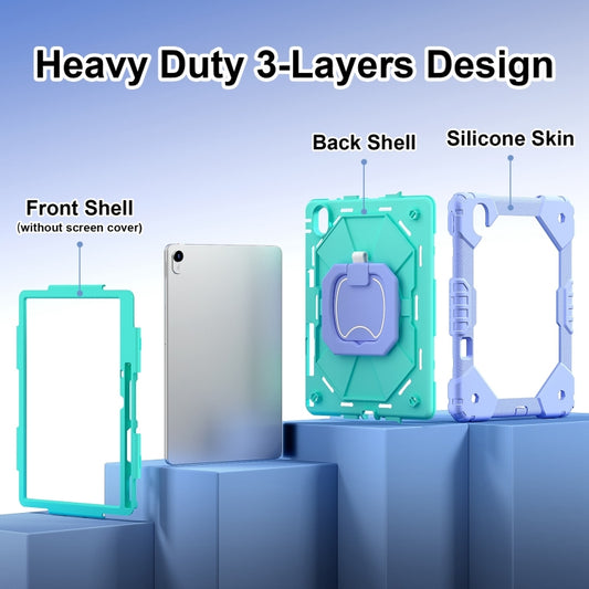 For Huawei Matepad 11.5 2023 Contrast Color Robot Silicone Hybrid PC Tablet Case(Purple Mint Green) by buy2fix