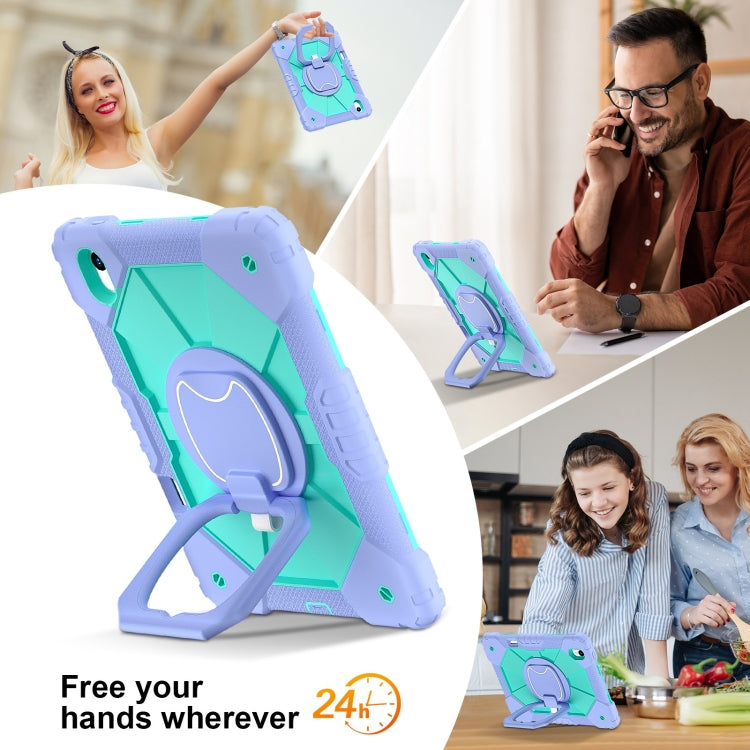 For Huawei Matepad 11.5 2023 Contrast Color Robot Silicone Hybrid PC Tablet Case(Purple Mint Green) by buy2fix