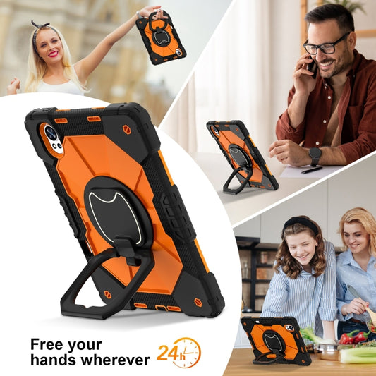For Huawei MatePad Air 12 2024 Contrast Color Robot Silicone Hybrid PC Tablet Case(Black Orange) by buy2fix