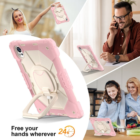For Huawei MatePad Air 12 2024 Contrast Color Robot Silicone Hybrid PC Tablet Case(Rose Gold Beige) by buy2fix
