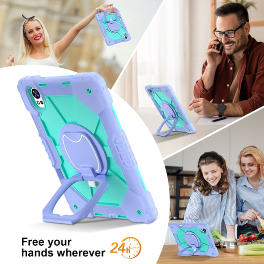 For Huawei MatePad Air 12 2024 Contrast Color Robot Silicone Hybrid PC Tablet Case(Purple Mint Green) by buy2fix