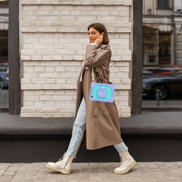 For Huawei MatePad Air 12 2024 Contrast Color Robot Silicone Hybrid PC Tablet Case(Purple Mint Green) by buy2fix