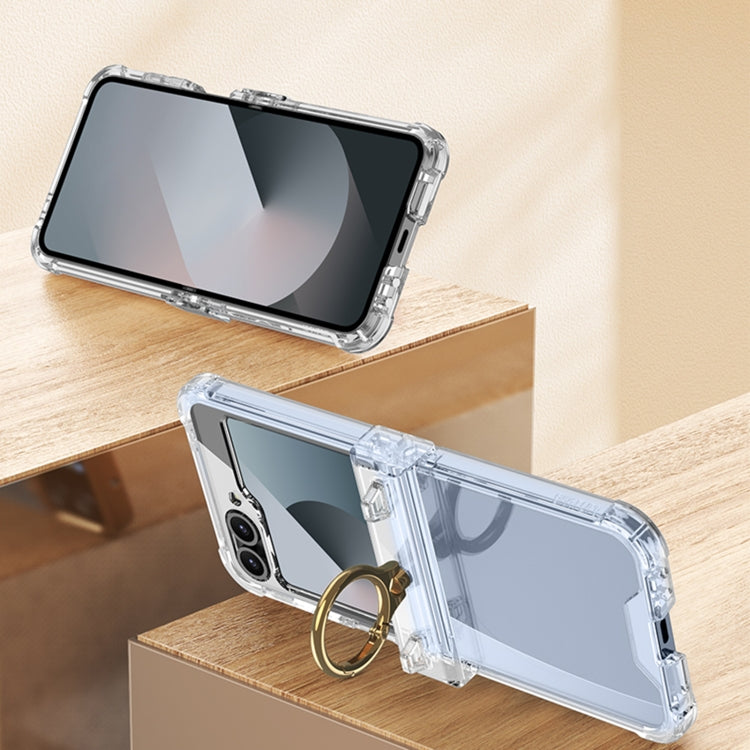 For Samsung Galaxy Z Flip6 / Flip7 FE GKK Clear Airbag Hinge Full Coverage Phone Case with Ring / Metal Chain(Silver) - Galaxy Z Flip6 5G Cases by GKK | Online Shopping UK | buy2fix