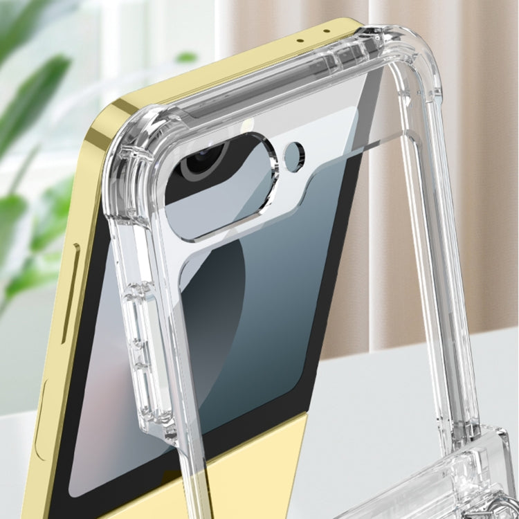 For Samsung Galaxy Z Flip6 / Flip7 FE GKK Clear Airbag Hinge Full Coverage Phone Case with Ring / Metal Chain(Silver) - Galaxy Z Flip6 5G Cases by GKK | Online Shopping UK | buy2fix