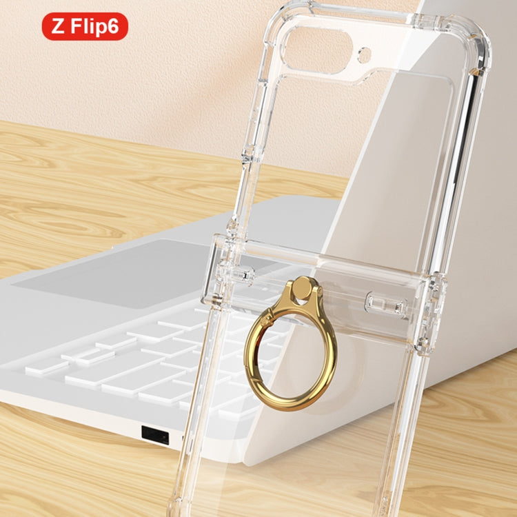 For Samsung Galaxy Z Flip6 / Flip7 FE GKK Clear Airbag Hinge Full Coverage Phone Case with Ring / Metal Chain(Silver) - Galaxy Z Flip6 5G Cases by GKK | Online Shopping UK | buy2fix