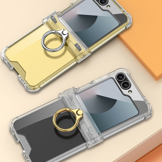 For Samsung Galaxy Z Flip6 / Flip7 FE GKK Clear Airbag Hinge Full Coverage Phone Case with Ring / Metal Chain(Gold) by GKK