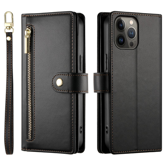 For iPhone 13 Pro Max Nine Card-slot Zipper Wallet Bag Leather Phone Case(Black) - iPhone 13 Pro Max Cases by buy2fix | Online Shopping UK | buy2fix