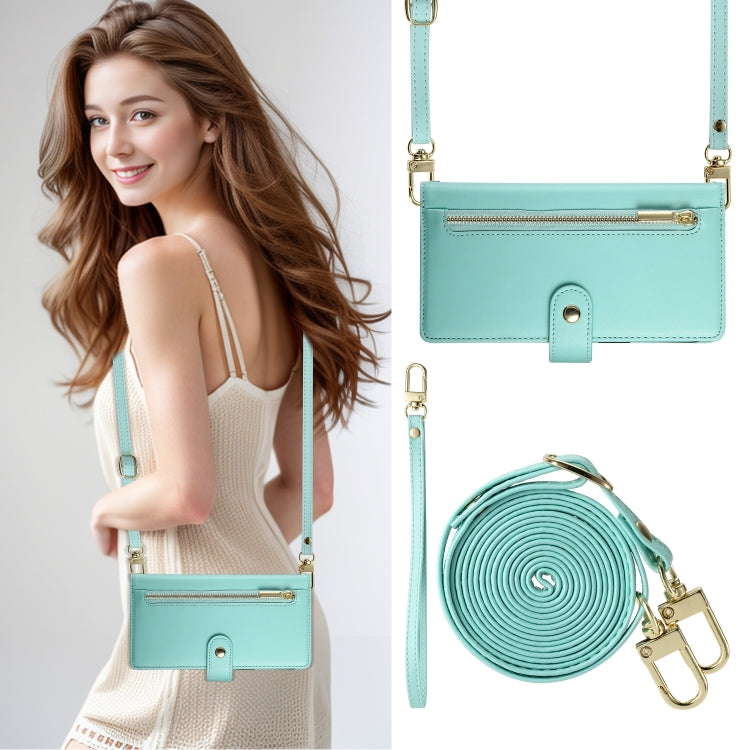 For iPhone 14 Nine Card-slot Zipper Wallet Bag Leather Phone Case(Mint Green) - iPhone 14 Cases by buy2fix | Online Shopping UK | buy2fix