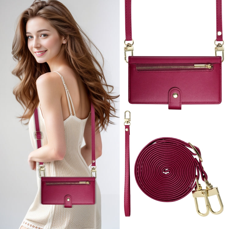 For iPhone 16 Plus Nine Card-slot Zipper Wallet Bag Leather Phone Case(Red) by buy2fix