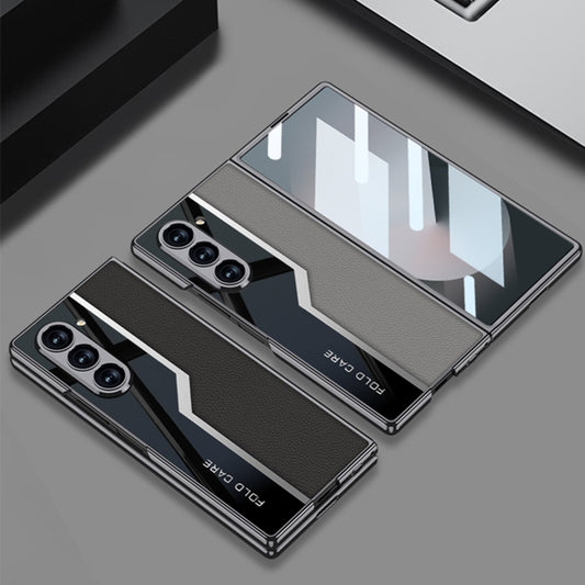 For Samsung Galaxy Z Fold6 GKK Integrated Plating TPU + Leather Supercar Full Coverage Phone Case(Titanium Grey) by GKK