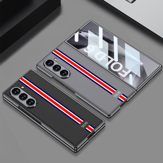 For Samsung Galaxy Z Fold6 GKK Integrated Plating Leather Full Coverage Phone Case(Titanium Grey) by GKK