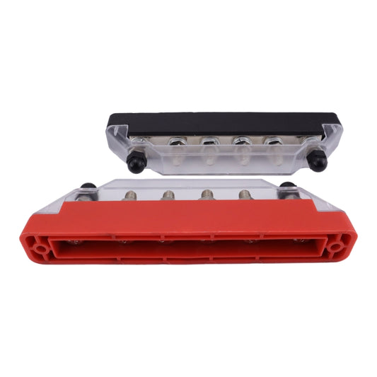 Pair 6 Way 48V 150A M6 Power Distribution Block Terminal Studs with 12pcs Terminals(Black + Red) by buy2fix