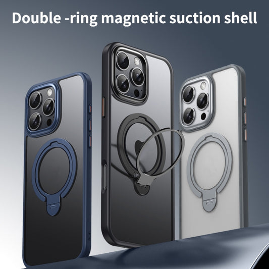 For iPhone 16 Pro Double Ring MagSafe Magnetic Holder Phone Case(Transparent) by buy2fix