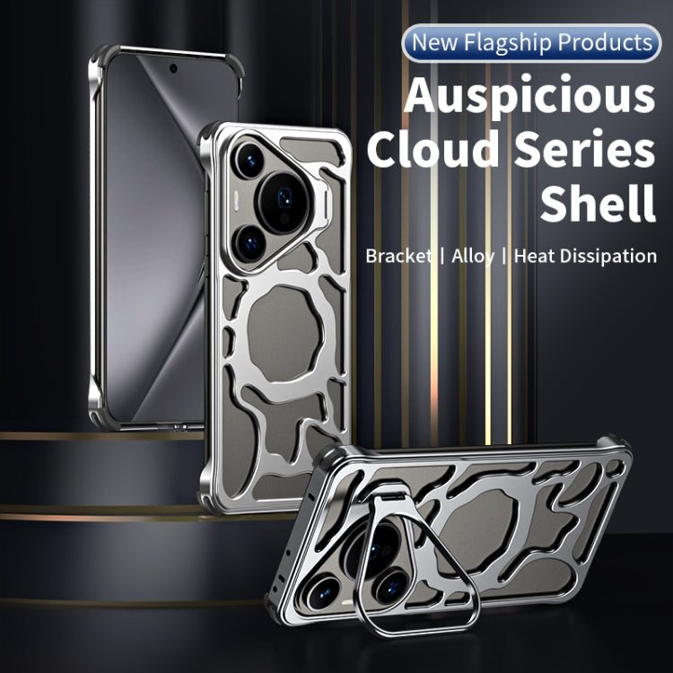 For Huawei Pura 70 Pro Auspicious Cloud Series MagSafe Metal Phone Case with Bracket(Grey) - Huawei Cases by buy2fix | Online Shopping UK | buy2fix