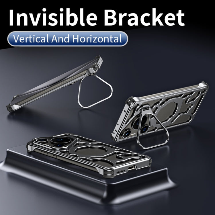 For Huawei Pura 70 Ultra Auspicious Cloud Series MagSafe Metal Phone Case with Bracket(Silver) - Huawei Cases by buy2fix | Online Shopping UK | buy2fix