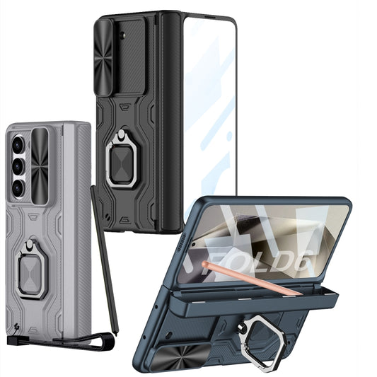 For Samsung Galaxy Z Fold6 GKK Integrated Folding Alloy Shell PC Phone Case with Pen Box, Not Included Pen(Titanium Gray) by GKK