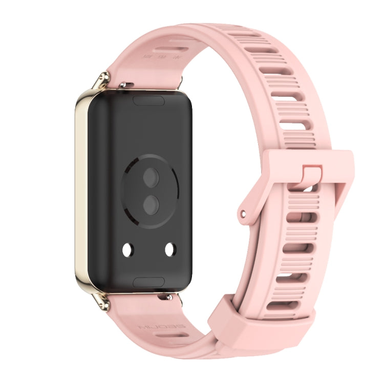 For Honor Band 10 / 9 MIJOBS Flat Hole Breathable TPU Watch Band(Pink Light Gold) - Watch Bands by MIJOBS | Online Shopping UK | buy2fix