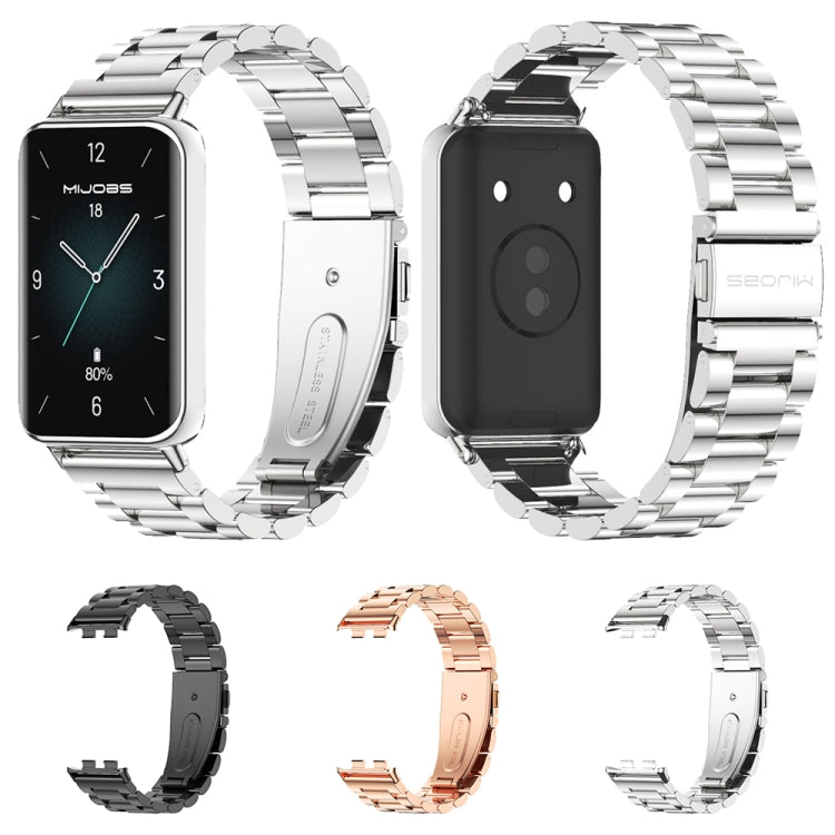 For Honor Band 10 / 9 MIJOBS Three-Beads Stainless Steel Watch Band(Silver) - Watch Bands by MIJOBS | Online Shopping UK | buy2fix