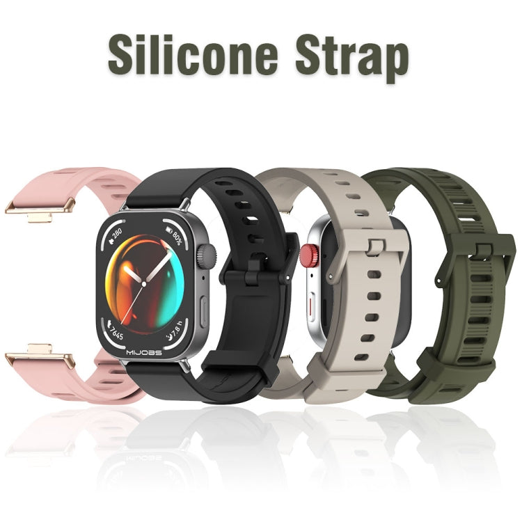 For Huawei Watch Fit3 MIJOBS Flat Hole Silicone Watch Band(Army Green Black) by MIJOBS