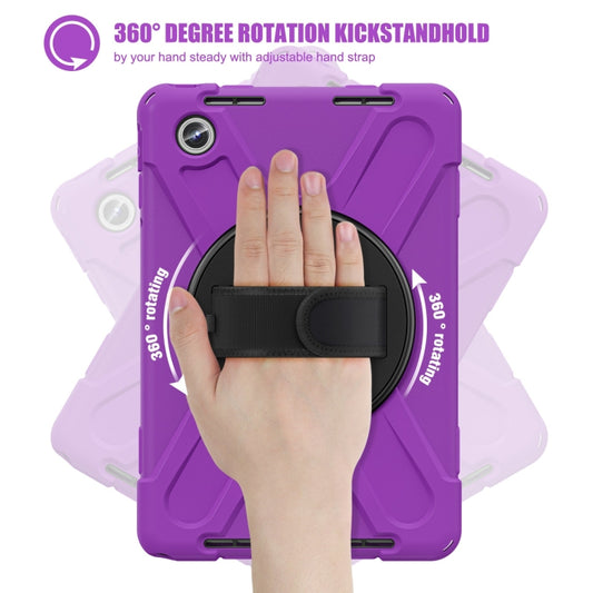 For Lenovo Tab M11 /Xiaoxin Pad 11 2024 Rotatable Holder Silicone Hybrid PC Tablet Case with Shoulder Strap(Purple) by buy2fix