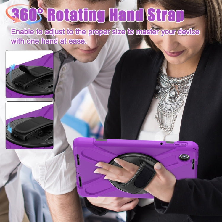 For Lenovo Tab M11 /Xiaoxin Pad 11 2024 Rotatable Holder Silicone Hybrid PC Tablet Case with Shoulder Strap(Purple) by buy2fix