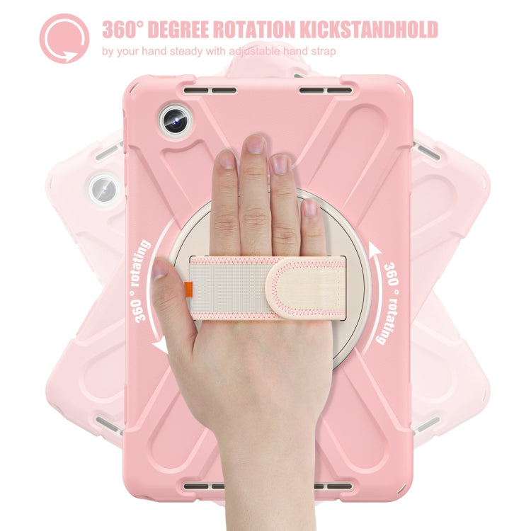 For Lenovo Tab M11 /Xiaoxin Pad 11 2024 Rotatable Holder Silicone Hybrid PC Tablet Case with Shoulder Strap(Pink) - Lenovo by buy2fix | Online Shopping UK | buy2fix